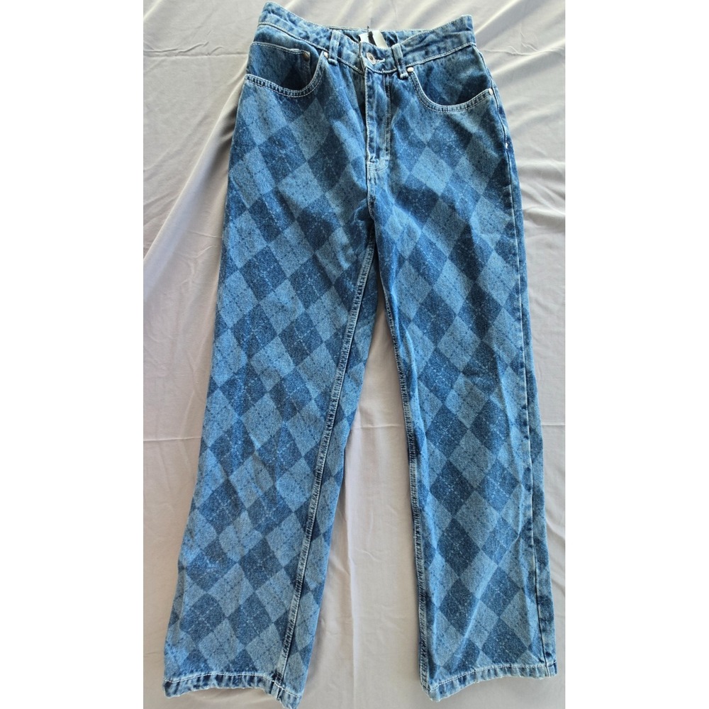 Ragged Jeans for women checkered Denim Argyle Pattern Vtg Style Sz 26 Preppy